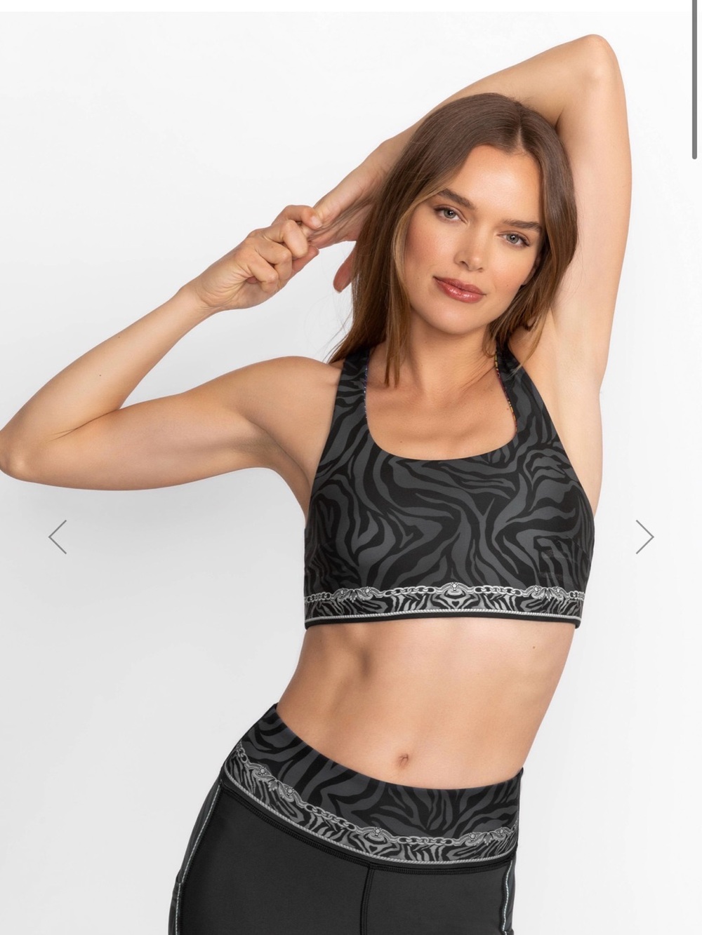 Johnny Was JW ACTIVE BEE ACTIVE REVERSIBLE Sports Bra LONA BLACK zebra / floral